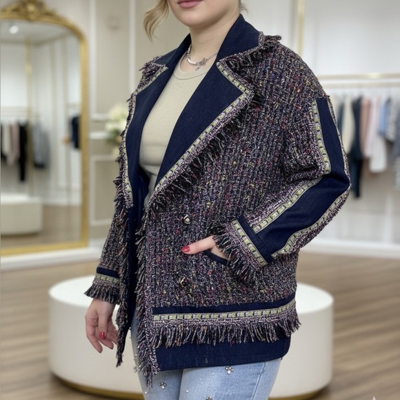 NWOT Multicolor Tweed Women Jacket - Picture 1 of 13